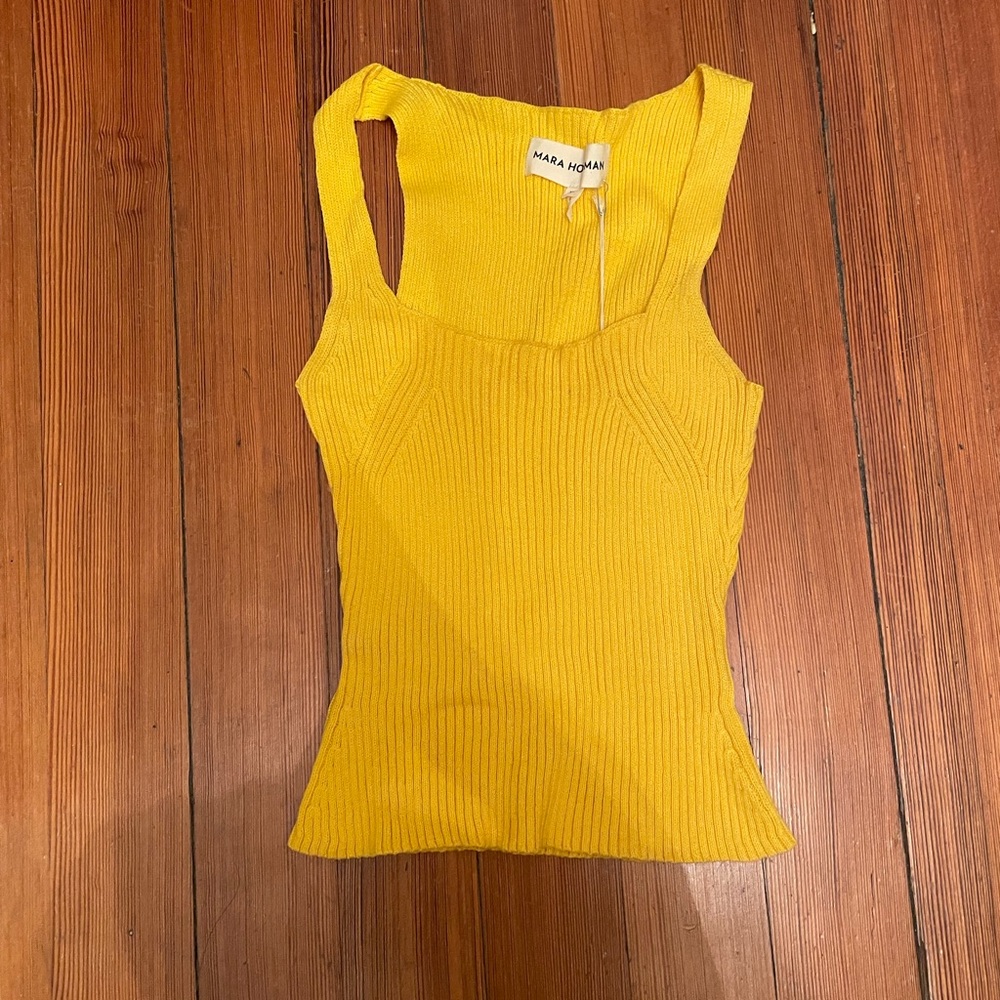MARA HOFFMAN organic cotton yellow tank top size xs nwt